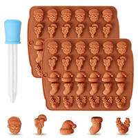 SCHOKOLADENFORMEN 2-teiliges Set Silikon Weihnachten 30 Hohlräume - Braun, Kunststoff