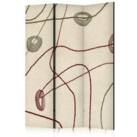 PARAVENT Beidseitig Bedruckter 3-tlg 135x172 cm Linien mit Kreisen Abstraktion - Beige, Holz/Textil (135/172/3cm) - Muralo