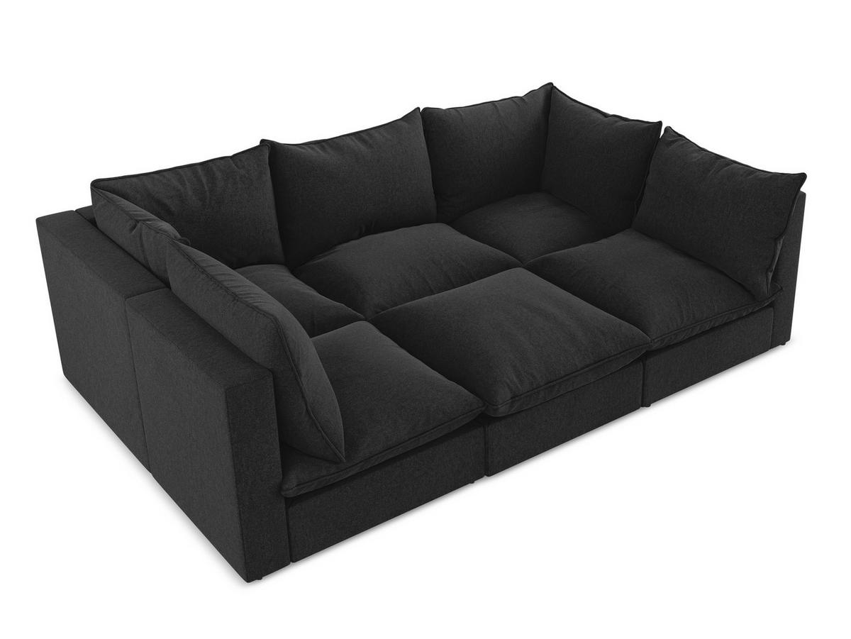 SOFAELEMENT Samt Stoff Beige - Hellbraun/Schwarz, Holzwerkstoff/Kunststoff (75/77/90cm) - Makamii