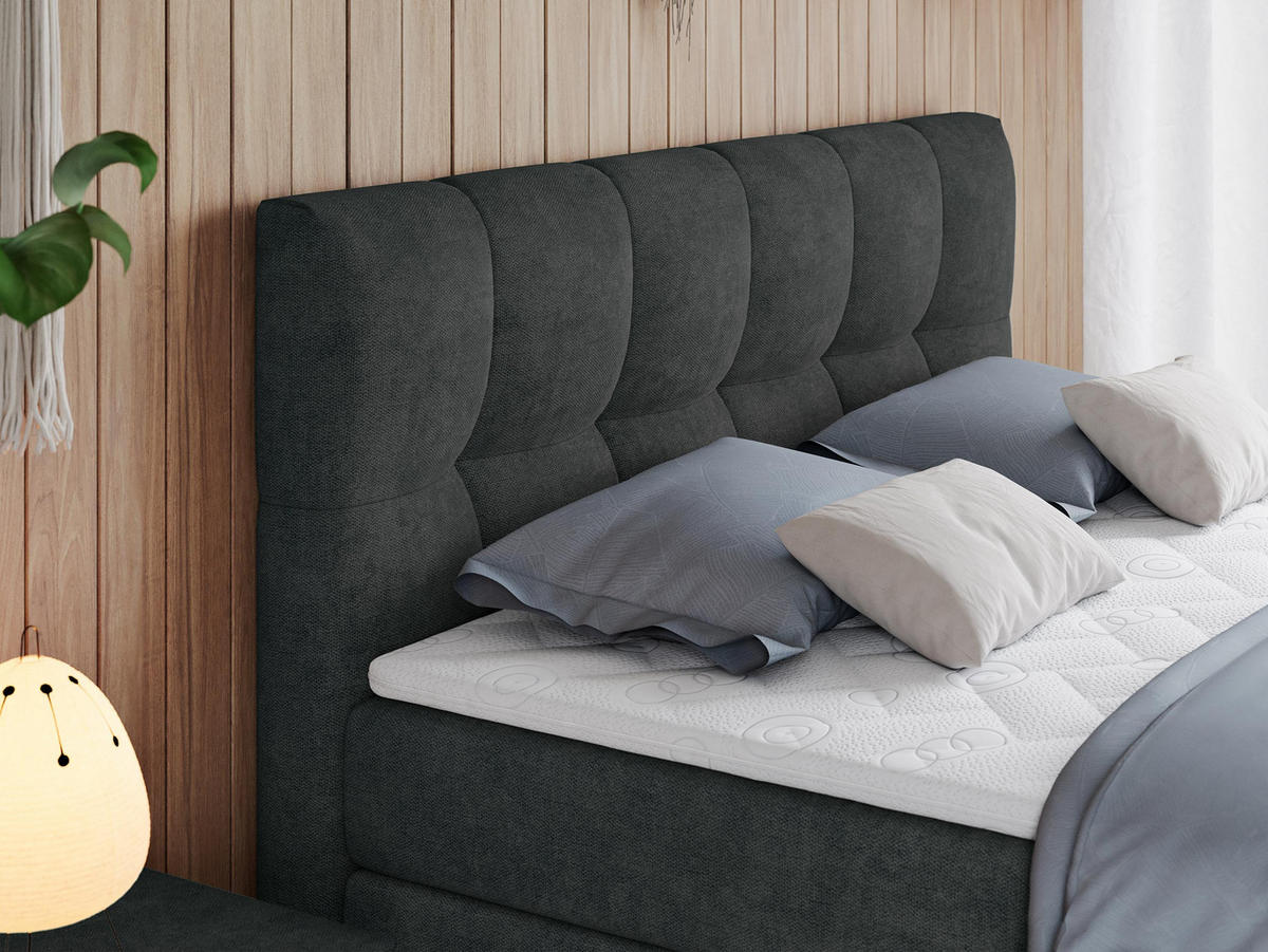 BOXSPRINGBETT ALVIN KING 200/200 Dunkelgrau Struktur - H4 - Dunkelgrau, Holz/Textil (200/200cm) - MKS