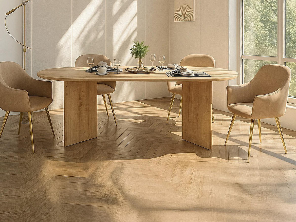 ESSTISCH 8 Personen - Holzfarben hell - TOPANIA - Naturfarben, Holz (200/90/74.7cm) - Vente-Unique