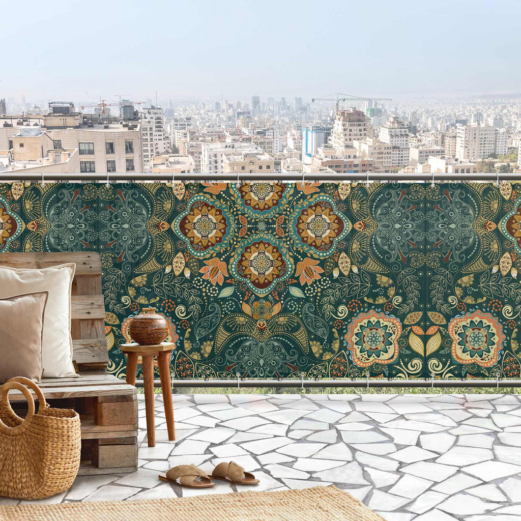Thumbnail - Bilderwelten Balkon, Grün, Kunststoff, Orientalisch, Rechteckig, 350x75 cm, Sonnen- & Sichtschutz, Sichtschutz Garten, B...