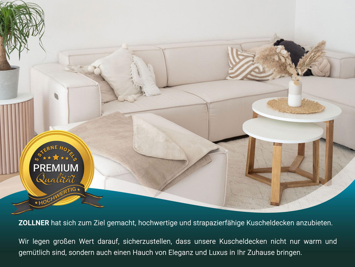 KUSCHELDECKE, 150x200 cm, 60% Baumwolle, 40% Polyacryl, Grau - Hellbraun, Naturmaterialien (150/200cm) - Zollner