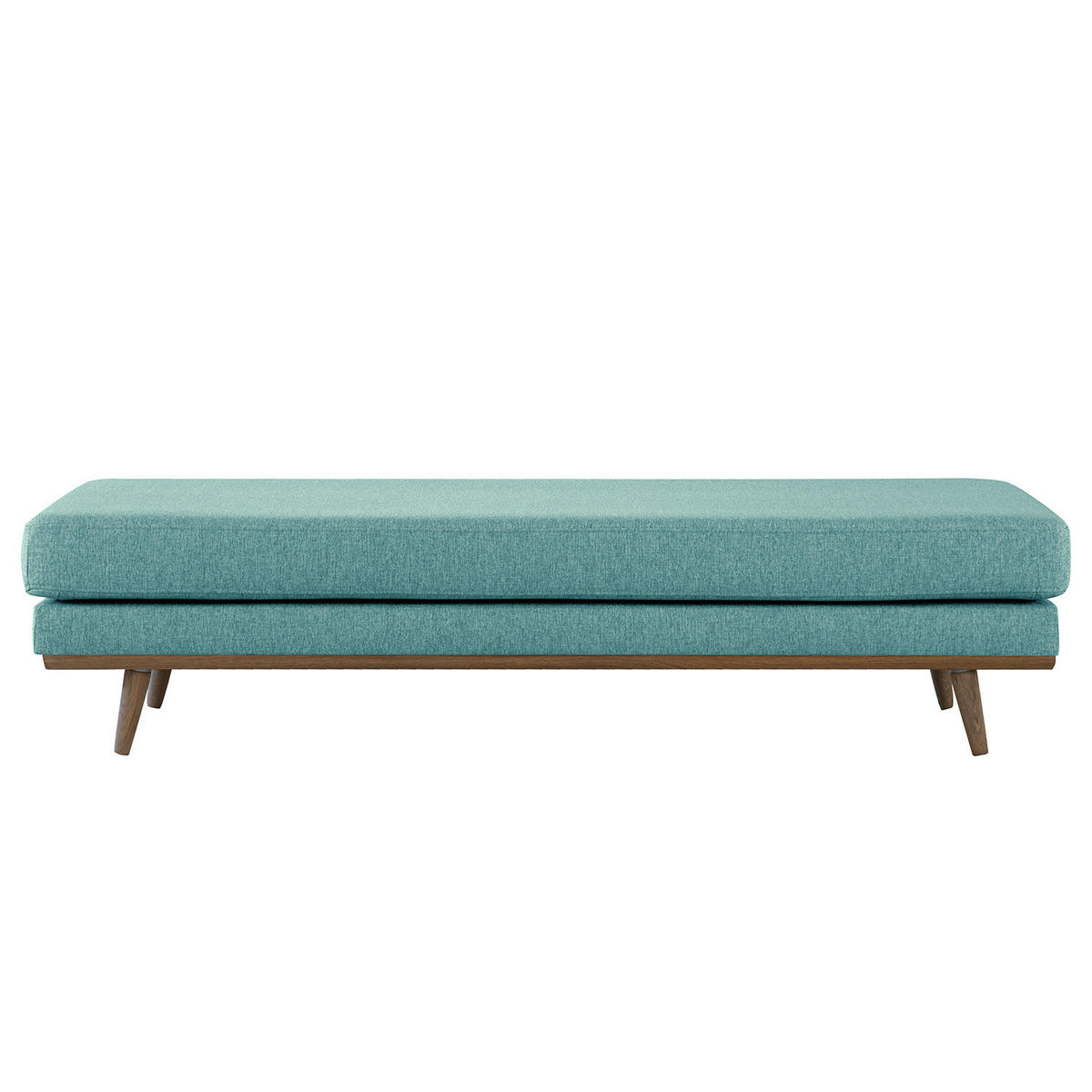 HOCKERBANK - Eichefarben/Petrol, Eichenholz/Textil (180/43/81cm) - home24