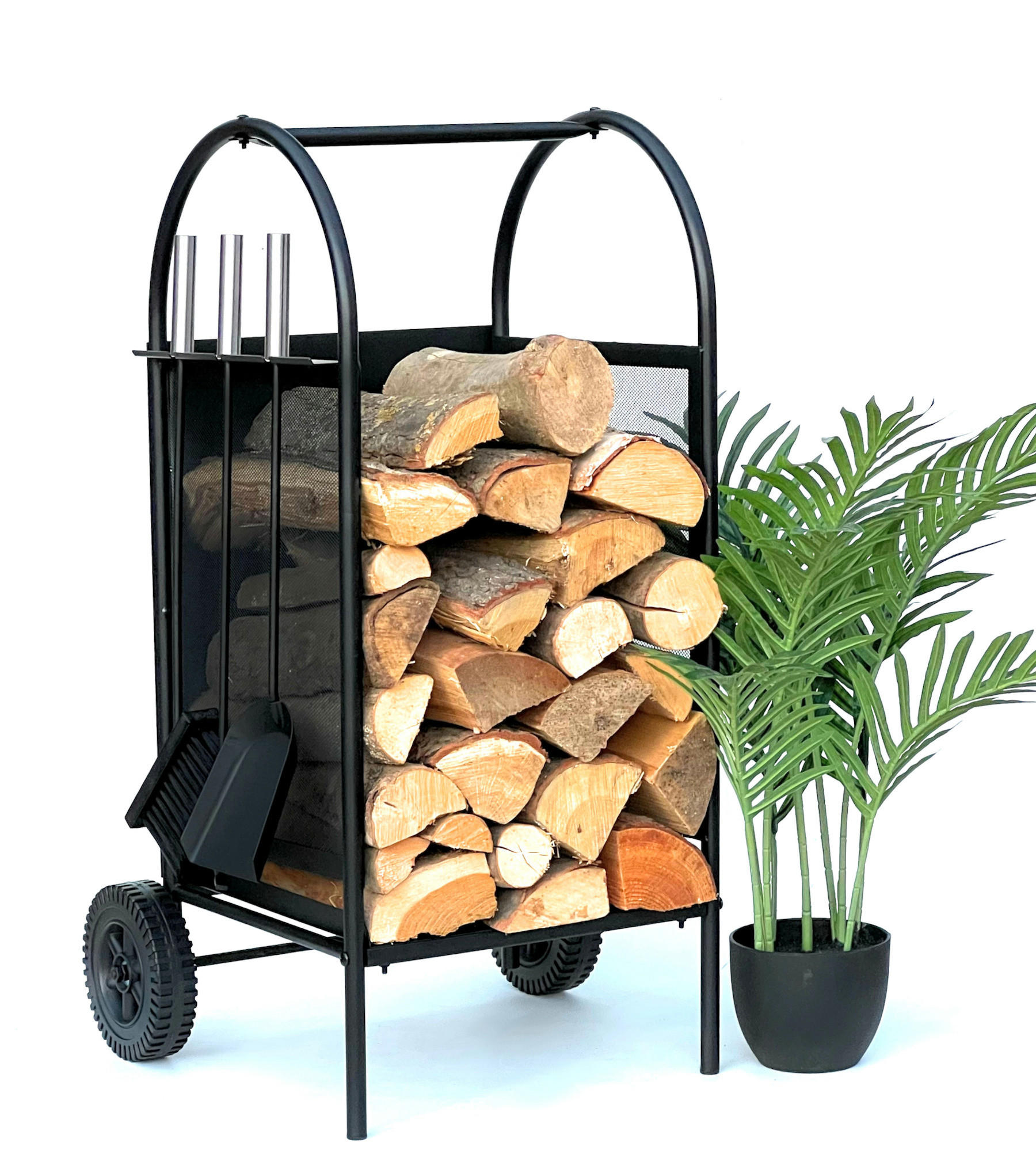 DanDiBo Kaminholzregal Schwarz 35x80x40 cm