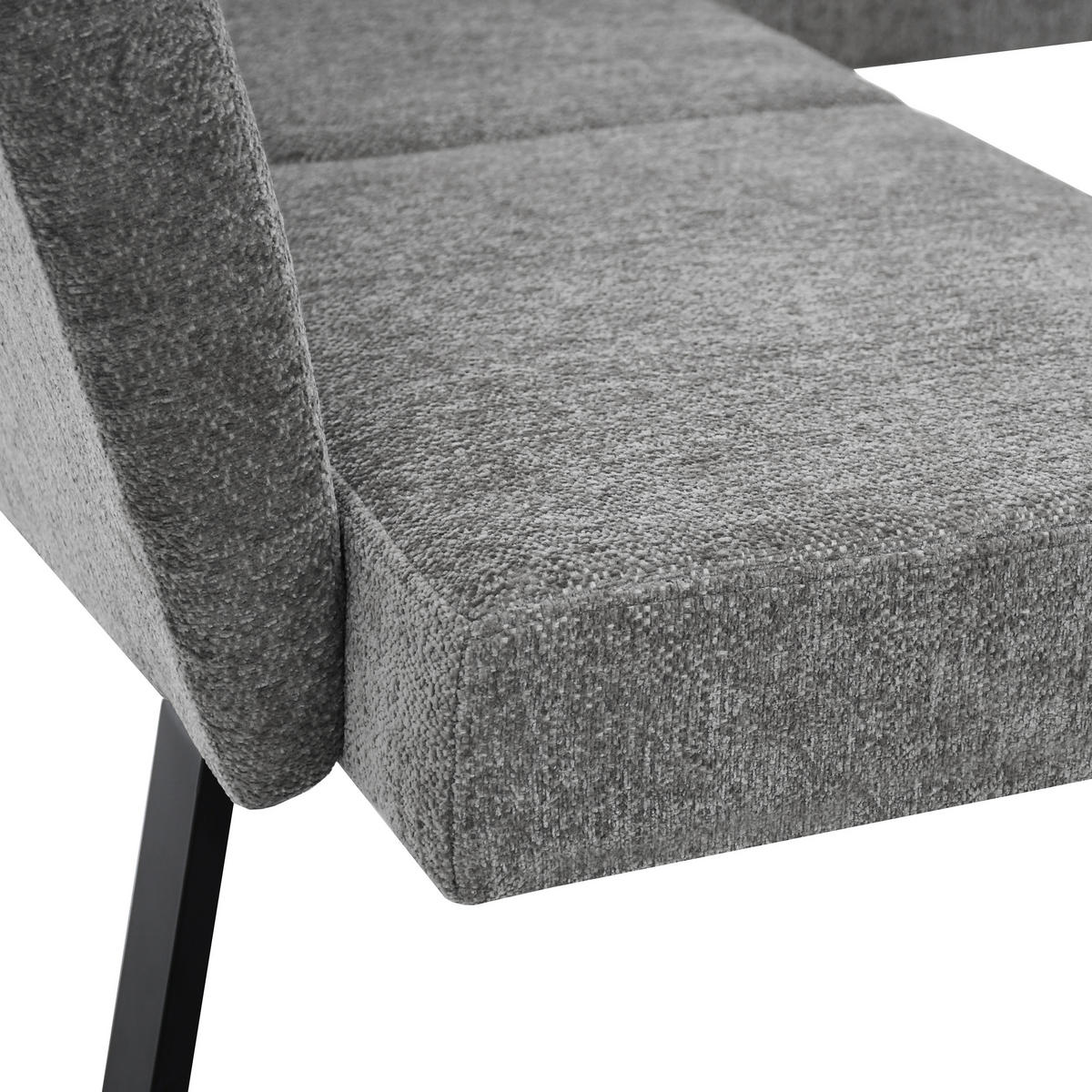 ECKBANK Velto 203x162 cm, mit Metallbeinen, Raven-Stoff, Grau - Schwarz/Grau, Metall (203/162cm) - Beautysofa