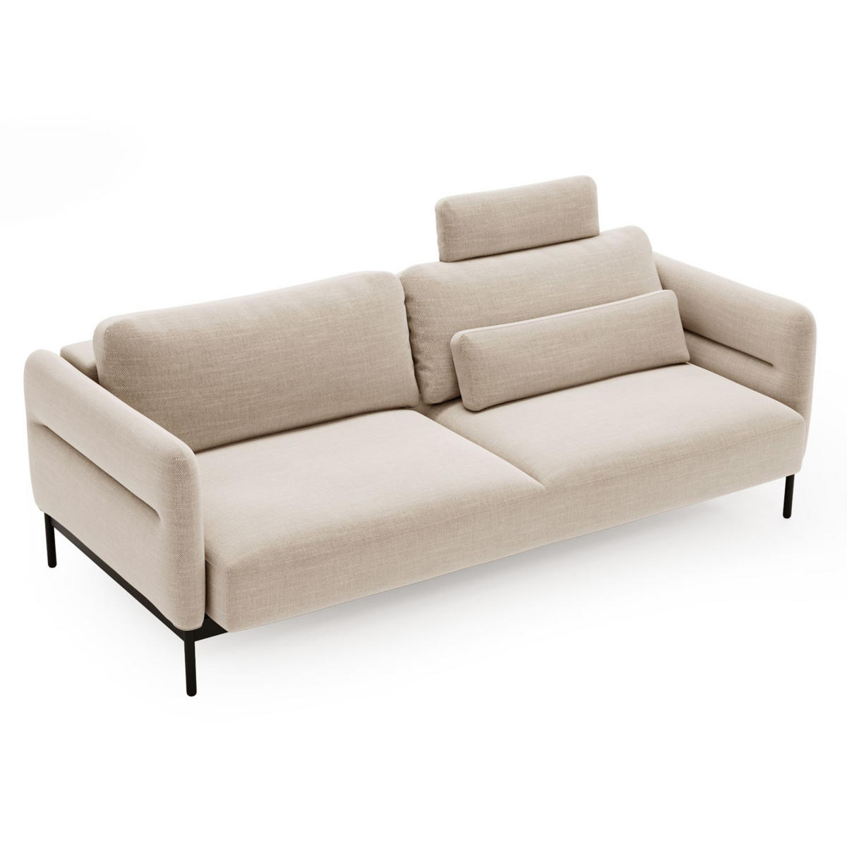 3-SITZER-SOFA Solianero Beige 223 cm - Beige/Schwarz, Textil/Metall (223/95/96cm) - Selsey