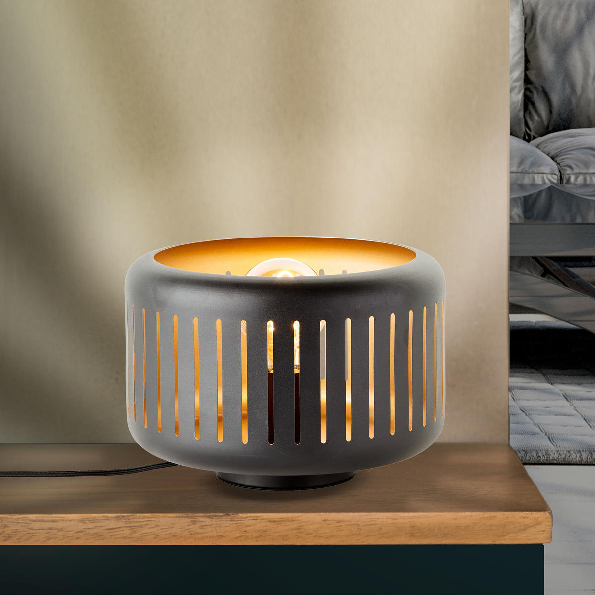 TISCHLEUCHTE Tyas 94520/86 - Schwarz, Metall (27/27/18.8cm) - Brilliant