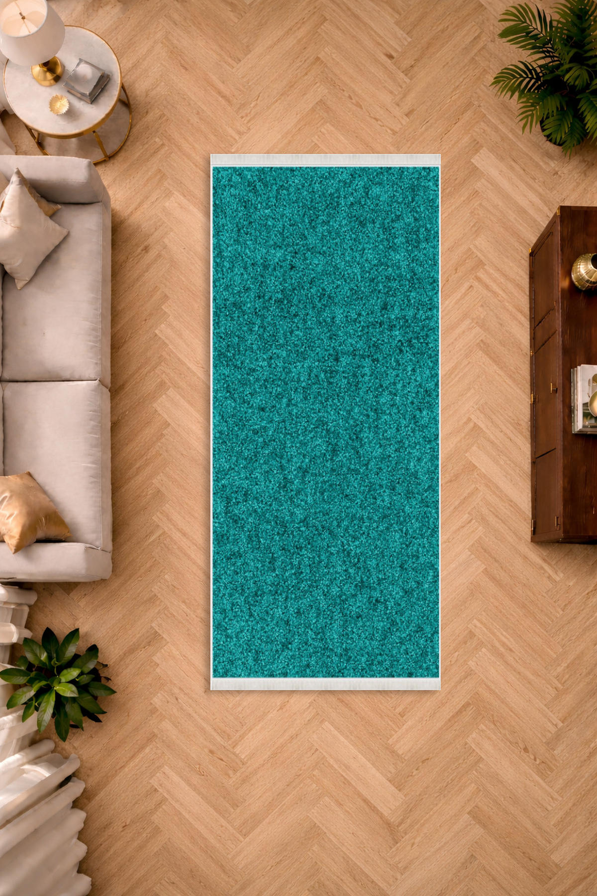 FLACHTEPPICH Wohnzimmer Läufer 80/200cm BLAU - Türkis, Textil (80/200cm) - ROLFNERS