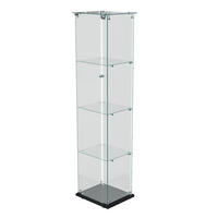 GLASVITRINE mit 4 Ablagen, LED-Lichtleiste, Doppeltüren, Schwarz - Schwarz, Glas (39.8/163/35cm) - BRILVERDE