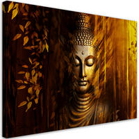 WANDBILD goldener buddha - Orange, Textil (60/40cm) - Feeby