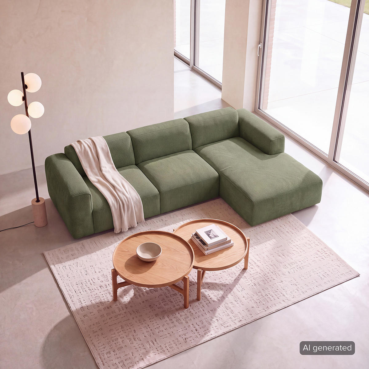 3-SITZER ECKSOFA mit Longchair - Dunkelgrün/Schwarz, Kunststoff/Textil (284/173cm) - home24
