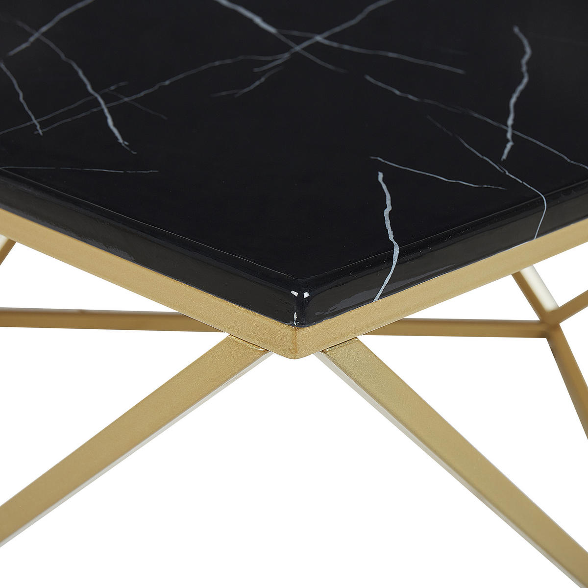 COUCHTISCH Marmor Optik schwarz/gold quadratisch 80/80 cm Malibu - Goldfarben/Schwarz, Holzwerkstoff (80/80/40cm) - Beliani