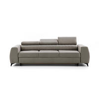 3-SITZER-SOFA PIERO mit Schlaffunktion 125x195 Velours Beige - Beige/Schwarz, Holz/Textil (260/90/100cm) - Muffo