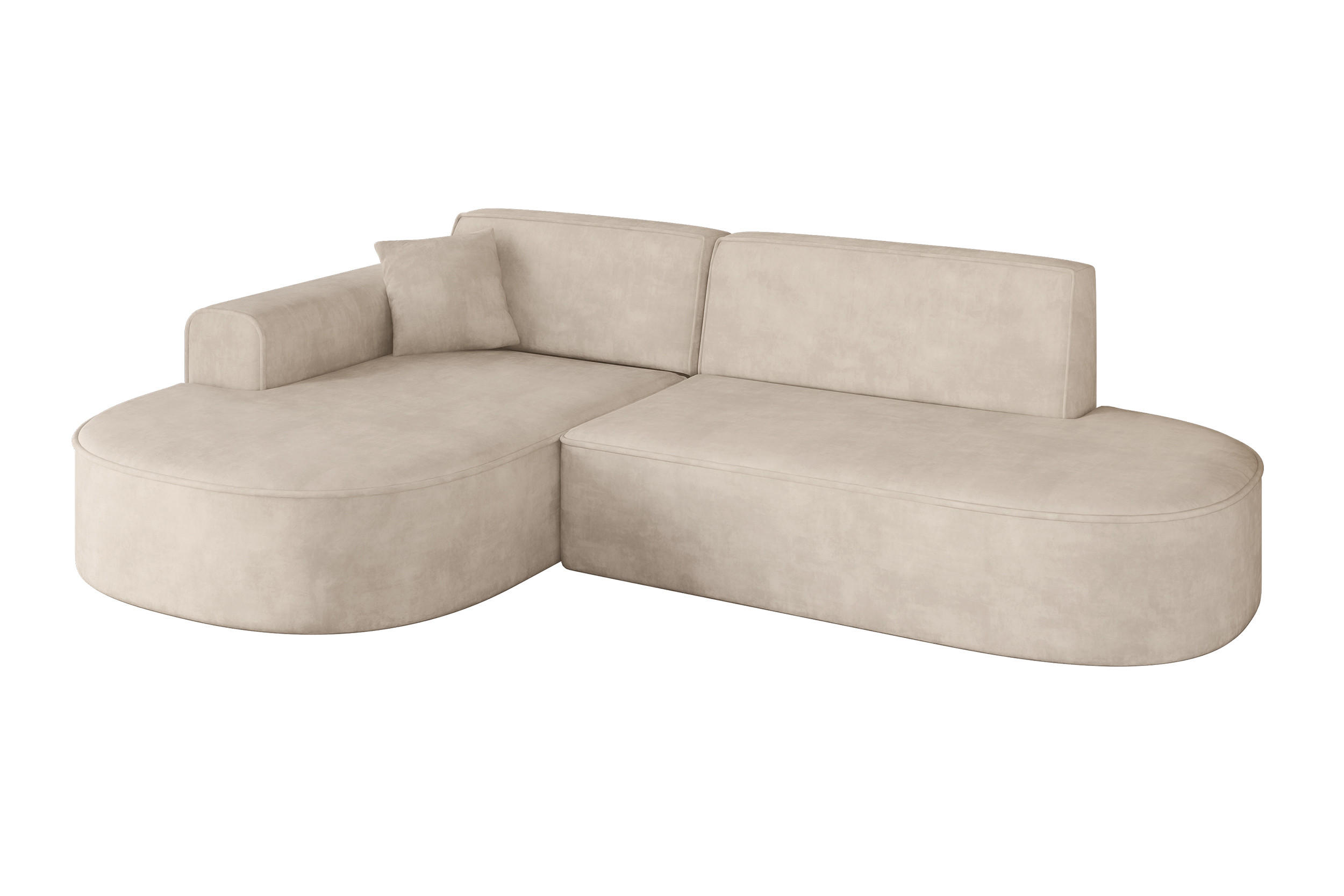 ALTDECOR ROHOVÁ SEDACÍ SOUPRAVA s otomanem vlevo MARI-L1 – 243 x 171 x 79 cm, béžový velur