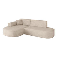 ECKSOFA Ottomane Links MARI-L1 - 243x171x79 cm Beige Velours - Beige/Schwarz, Holzwerkstoff/Kunststoff (243/171cm) - ALTDECOR