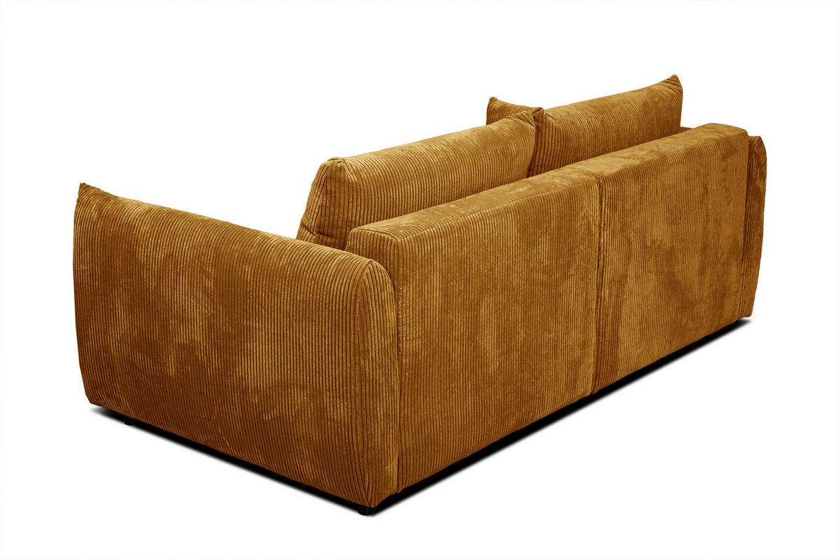 SOFA TAUER 3-Sitzer, honig - Dunkelgelb/Schwarz, Holzwerkstoff/Kunststoff (112/84/206cm) - Courtois Laville