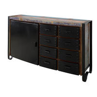 SIDEBOARD Altholz 143x43x90 mehrfarbig lackiert INDUSTRIAL #102 - Multicolor, Holz (143/90/43cm) - Massivmoebel24