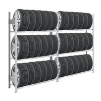 REIFENREGAL TIRE PRO 2er-Set für insgesamt 30 Reifen 3 Ebenen 150kg Fachlast pro Ebene Verzinkt - Silberfarben, Metall (260/200/43cm) - PROREGAL