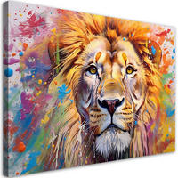 LEINWANDBILD Löwe Abstraktion Aquarell AI - Multicolor, Textil (100/70cm) - Feeby
