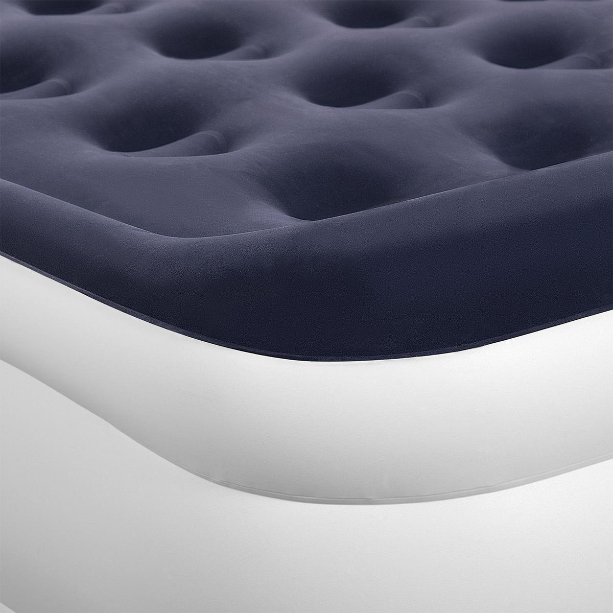 LUFTBETT Sapri M blau / weiß inkl. Tragetasche - Weiß, Kunststoff (87/185cm) - Juskys