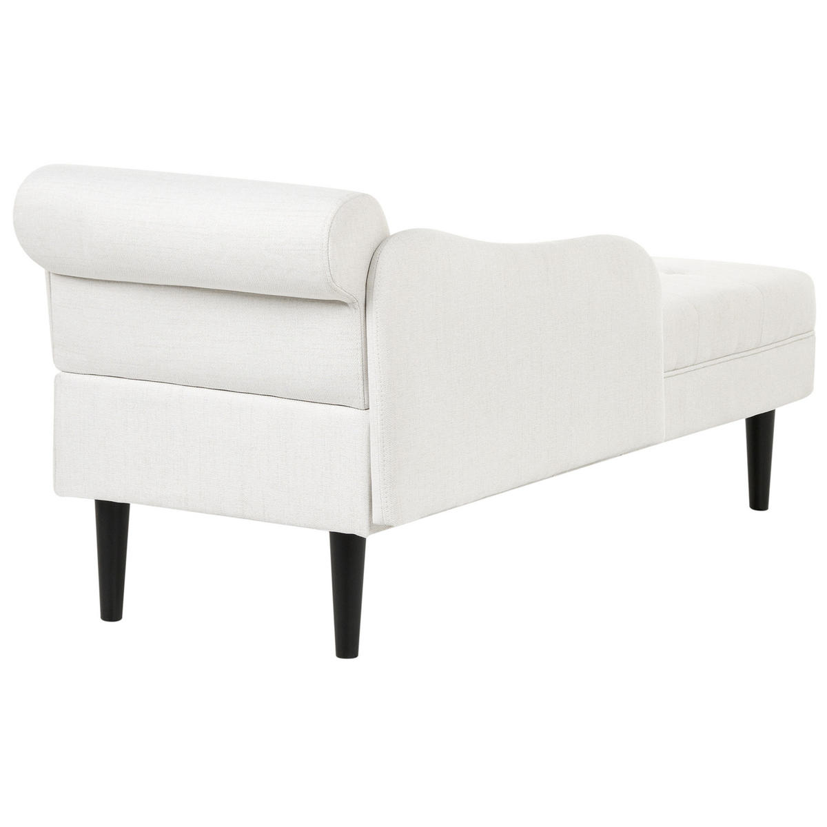 ČALOUNĚNÉ LEHÁTKO CHAISE LONGUE PRAVOSTRANNÉ Látka Krémově bílé Yvoire - bílá/černá, textil (68/72/151cm) - Beliani