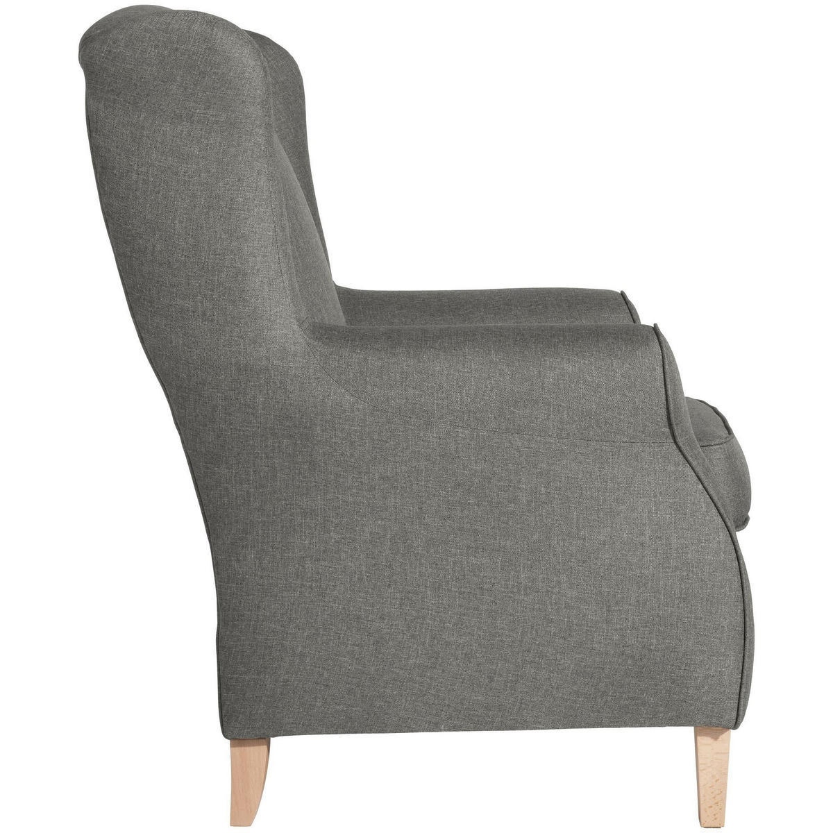 OHRENSESSEL Karlen Bezug Flachgewebe Buche natur / hellgrau - Buchefarben/Hellgrau, Kunststoff (86/103/77cm) - 58aufmkessel
