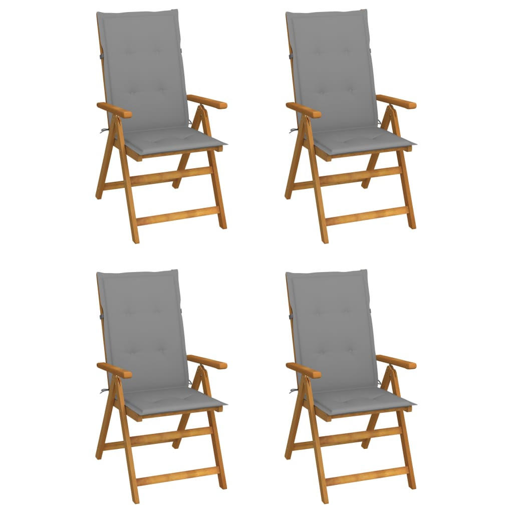 HOCHLEHNER Verstellbar 4er set Mit Auflagen Massivholz Akazie - Braun, Holz/Textil (57/111/69cm) - vidaXL