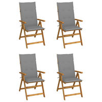 HOCHLEHNER Verstellbar 4er set Mit Auflagen Massivholz Akazie - Braun, Holz/Textil (57/111/69cm) - vidaXL