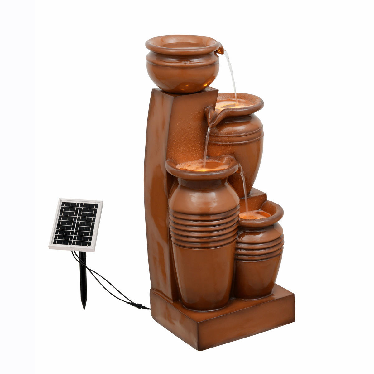 SOLAR-GARTENBRUNNEN 73 cm - Braun, Kunststoff (28.5/31.5/73cm) - Teamson Home