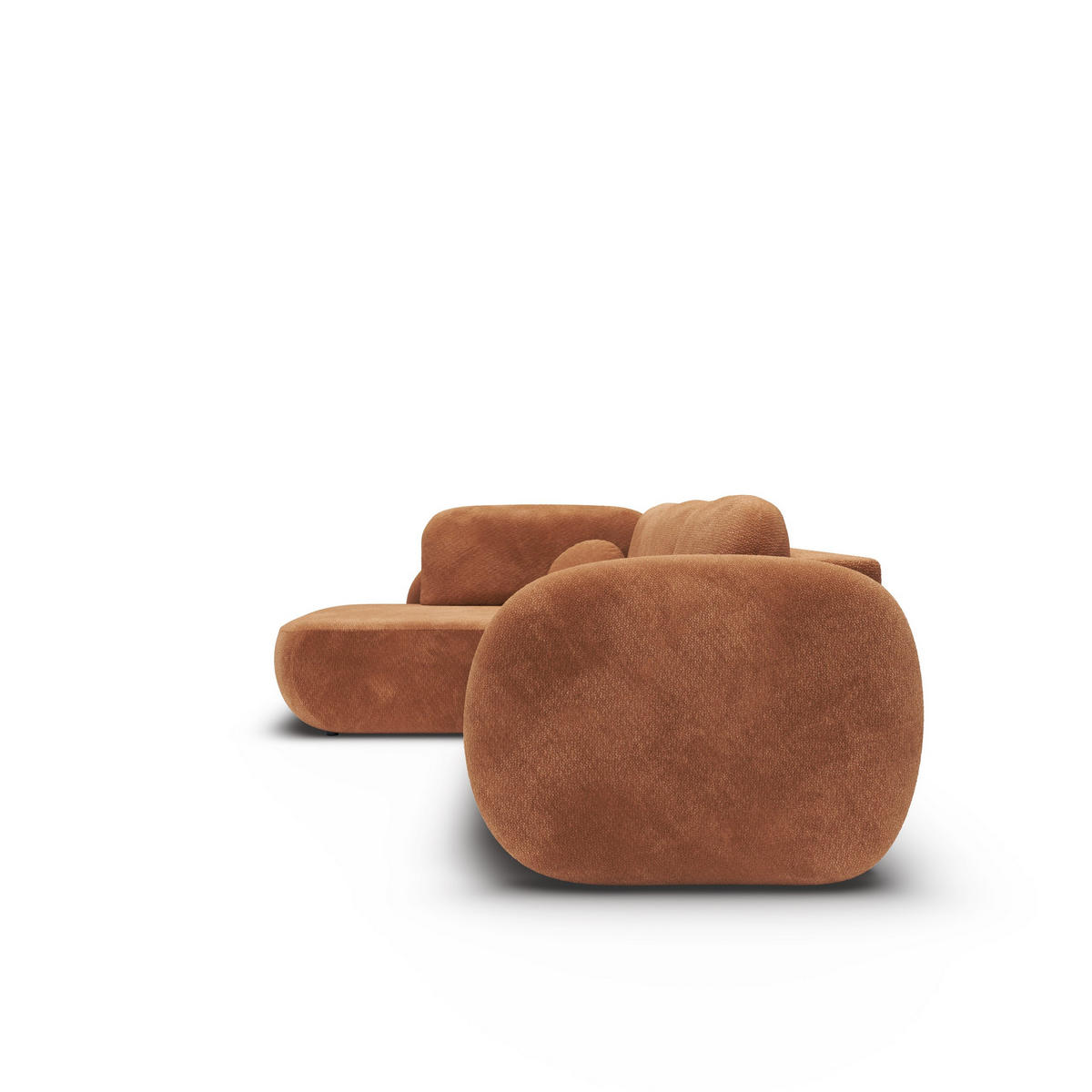 ECKSOFA AMICO II L-S Braun Geflochtener Stoff mit Schlaffunktion - Braun, Holz (289/190cm) - MASSENO