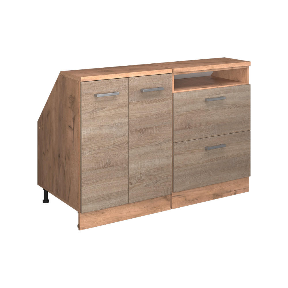 KÖKSSKÅP FÖR SLUTTANDE TAK R-Line Sonoma 120 cm Set om 2 skåpstommar 60 cm djup Sonoma ek, Honungsek 83.8/120/60 cm