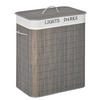 WÄSCHEKORB schmal mit Deckel 100L, Badezimmer, Bambus, Grau - Grau, Naturmaterialen (52/63/32cm) - HOMCOM