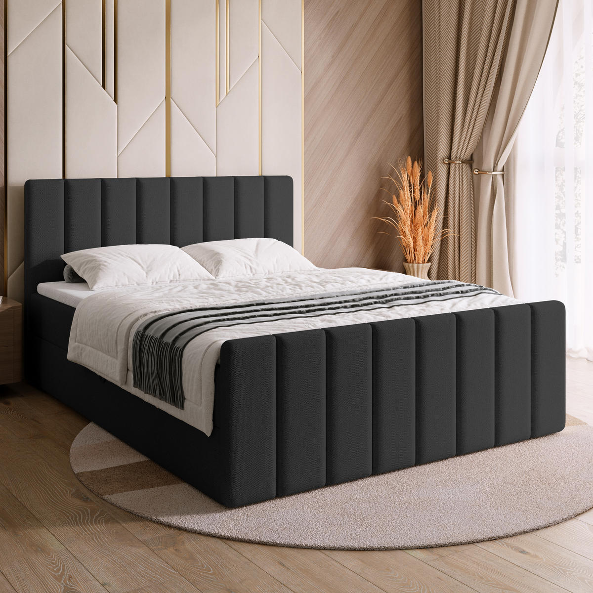 BOXSPRINGBETT Dream Duo mit Topper 140/200 Dunkelgrau - Dunkelgrau, Kunststoff (140/200cm) - Bromarkt