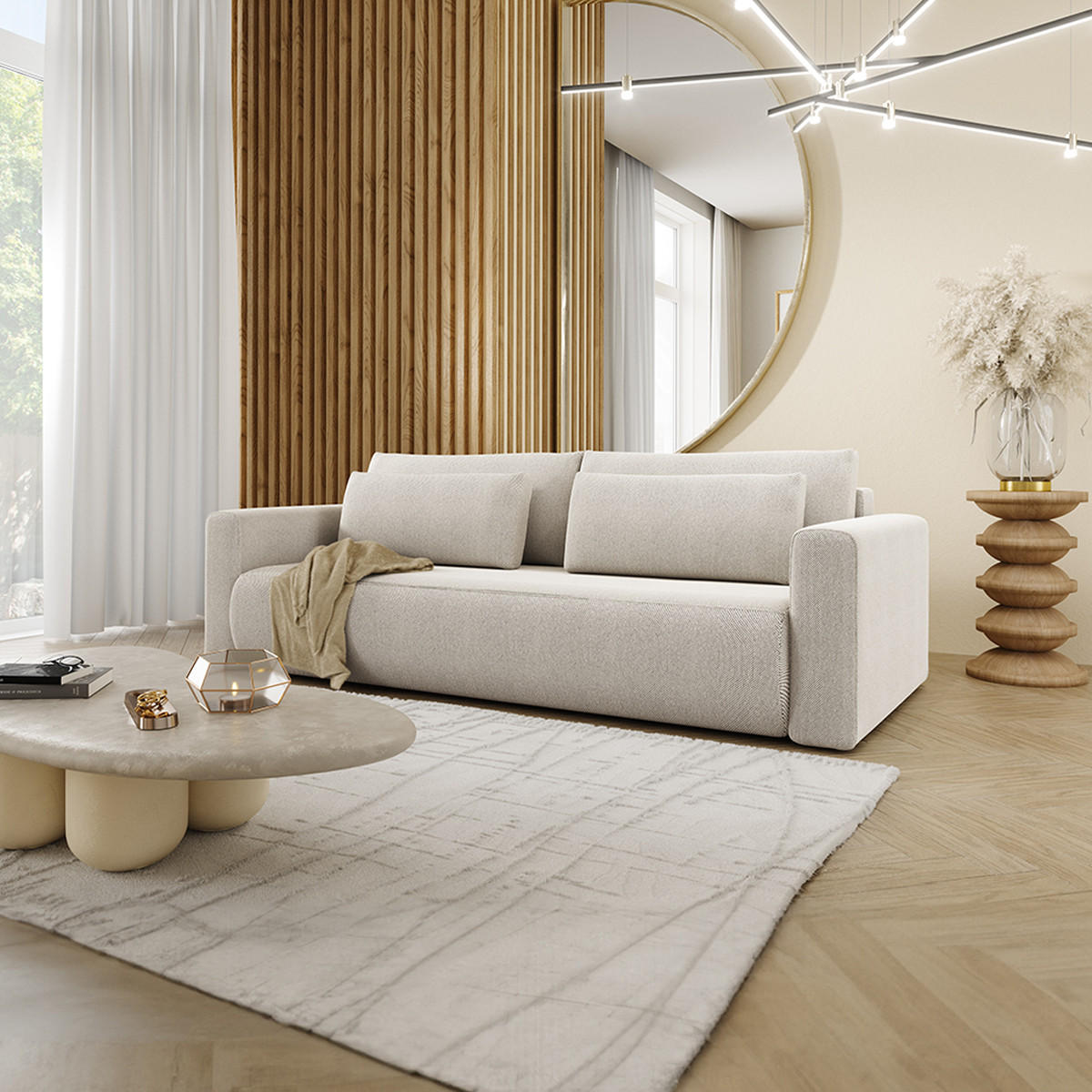 SOFA Evy 3 Sitzplätze Hellgrau - Grau, Holz (238/82/105cm) - Petits-meubles