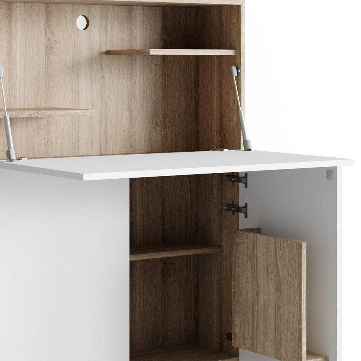 SEKRETÄR SCHREIBTISCH Alena Sonoma 85 x 27 cm - Weiß/Sonoma Eiche, Holzwerkstoff (27/85/118.9cm) - Vicco