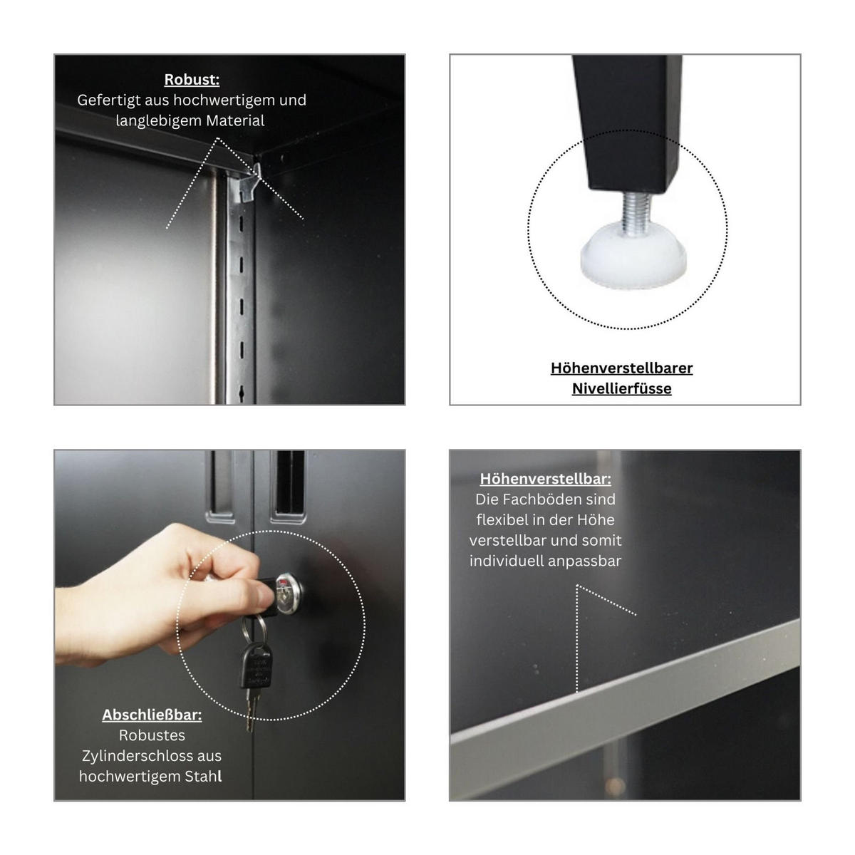 AKTENSCHRANK Elephant 2 Ebenen Schwarz 90x80x40cm - Schwarz, Metall (80/90/40cm) - PROREGAL