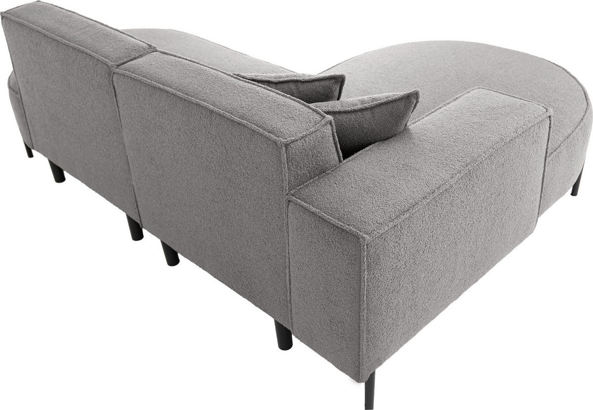 ECKSOFA Hana Loft 3-Sitzer Ecke Links, Boucle, Hellgrau 241/80/168 cm - Hellgrau/Schwarz, Textil/Metall (241/168cm) - WFL GROUP