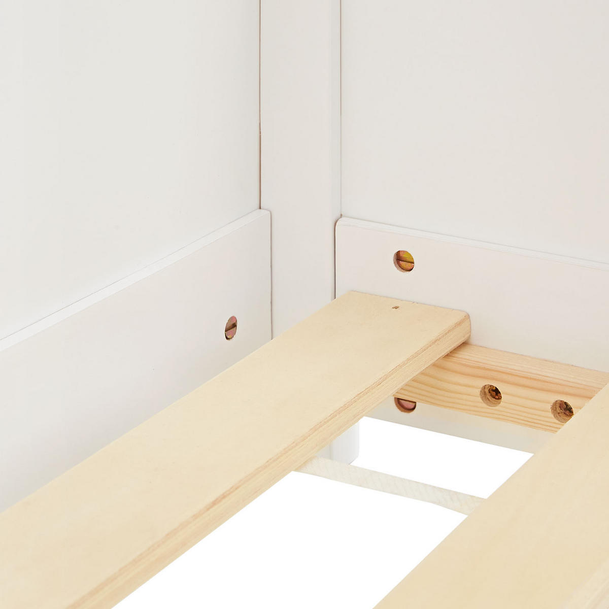 BODENBETT 90/200 cm in Weiß mit Lattenrost - Weiß, Holz (206/141/97cm) - Homestyle4u