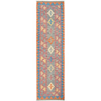 KELIM-LÄUFER handgewebt Gashgai Grau 220/63 cm Schurwolle - Grau, Textil (63/220cm) - Looma