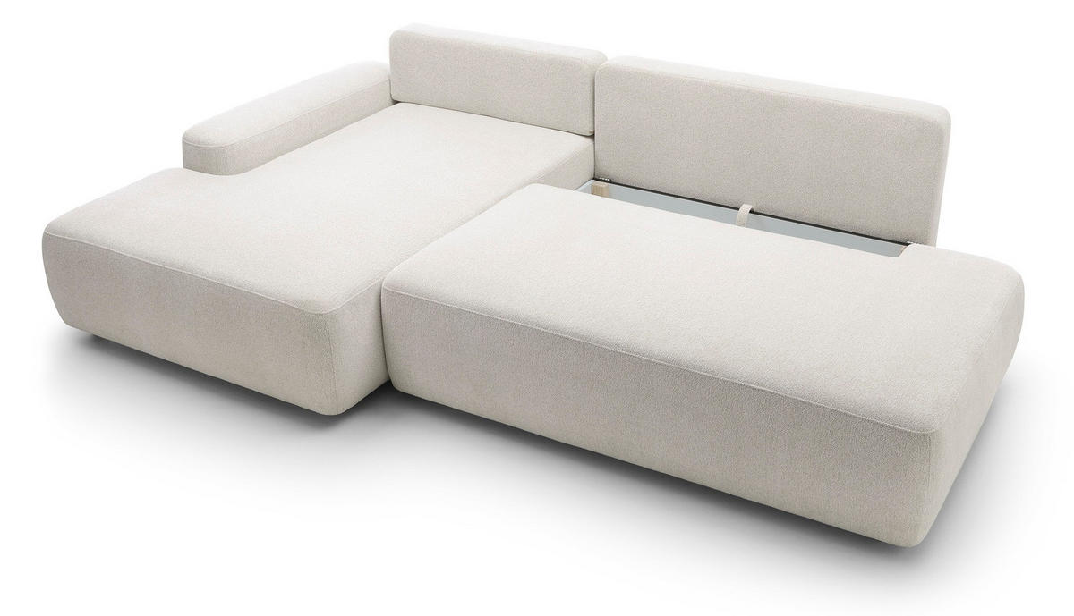 ECKSOFA 275 cm mit Schlaffunktion Orea O, Links, Creme - Creme, Holz (276/164cm) - Emporius