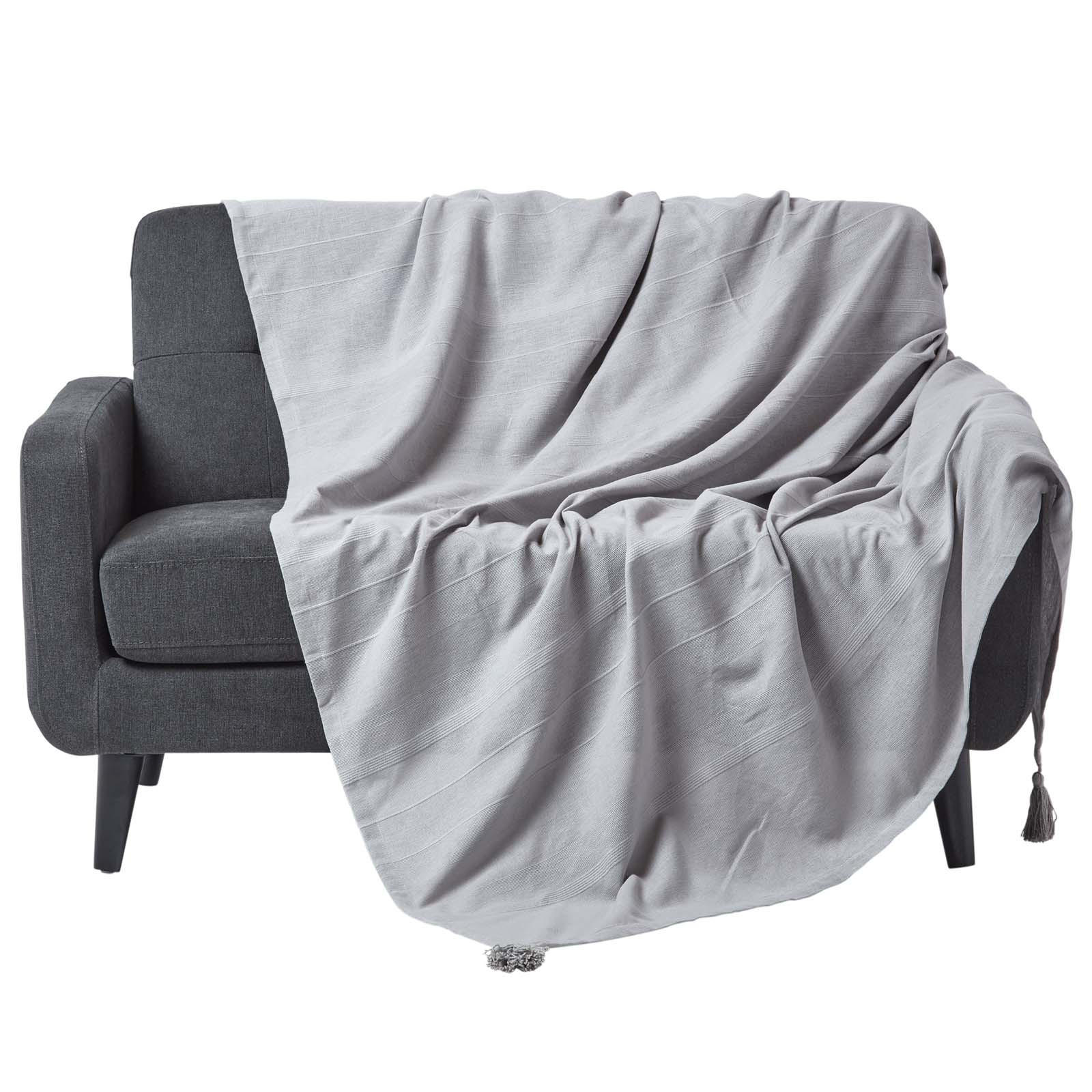 ÜBERWURF Rajput 225/255 cm, 100% Baumwolle - Hellgrau, Textil (225/255cm) - Homescapes