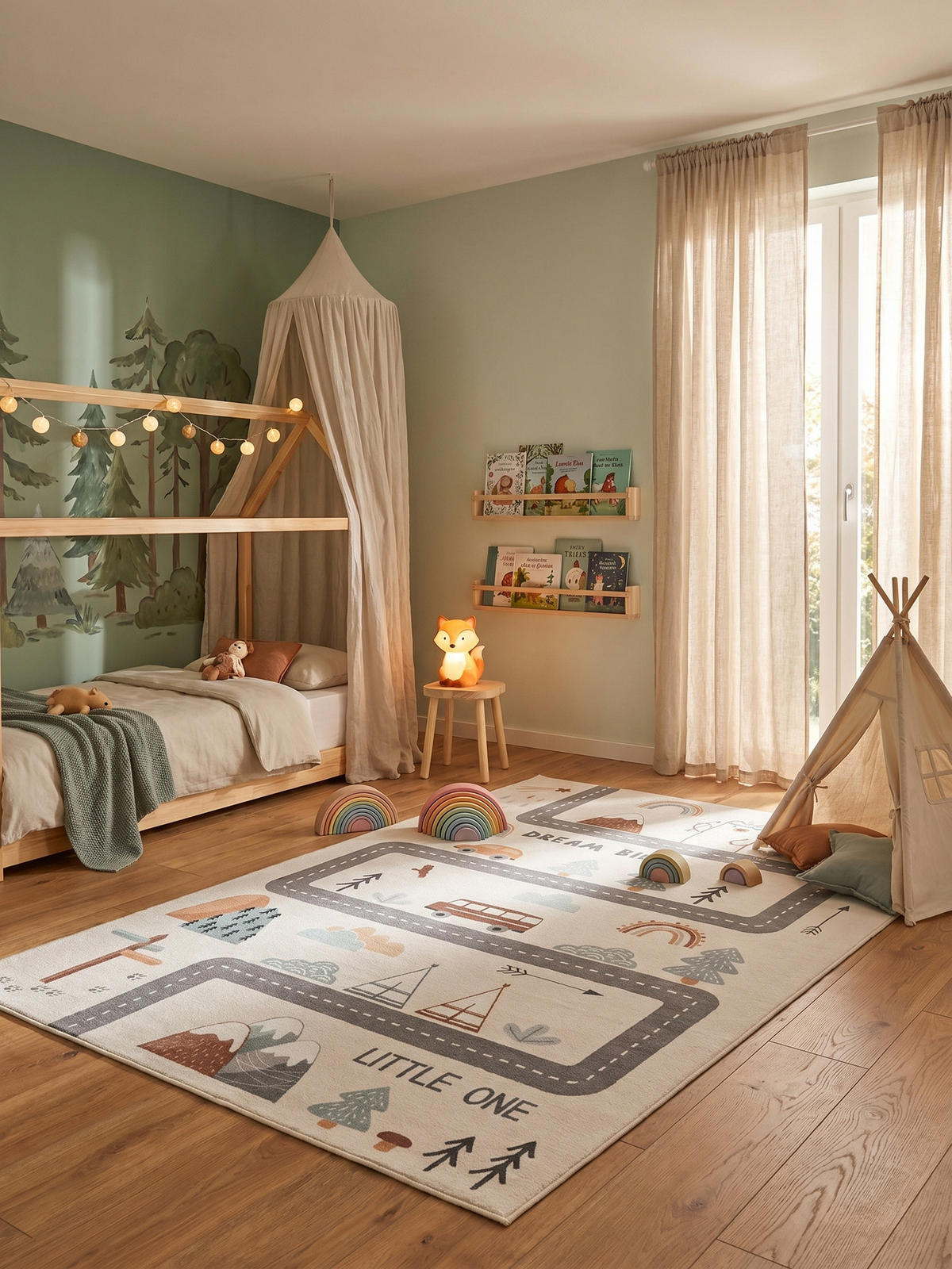 SPIELTEPPICH Waschbar TINO in Creme, mit Straßenkarten-Motiv, 160 x 230 cm - Beige, Textil (230/160cm) - KADIMA DESIGN
