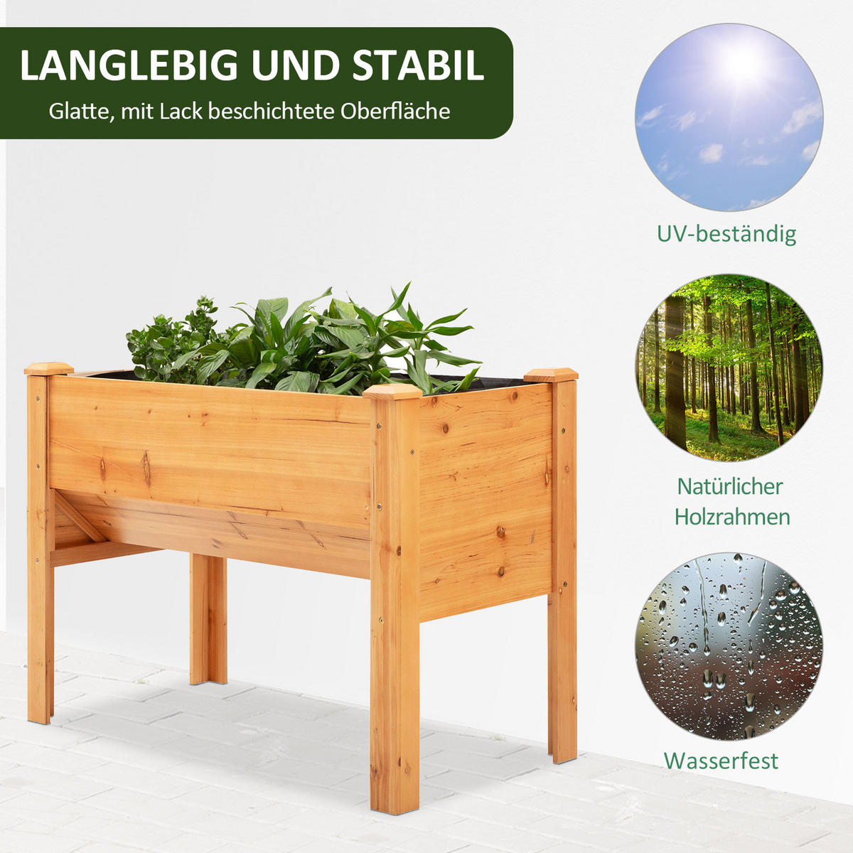 HOCHBEET, Naturholz, Tannenholz, Metall - Naturfarben, Holz (60/81/120cm) - Outsunny