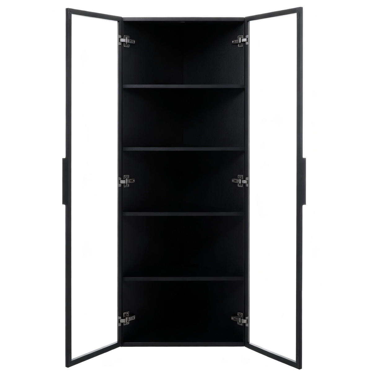 ROHOVÁ vitrína z MDF a skla, 62/35/160 cm, černá, s LED osvětlením - černá, kompozitní dřevo (62/160/35cm) - BEAOK