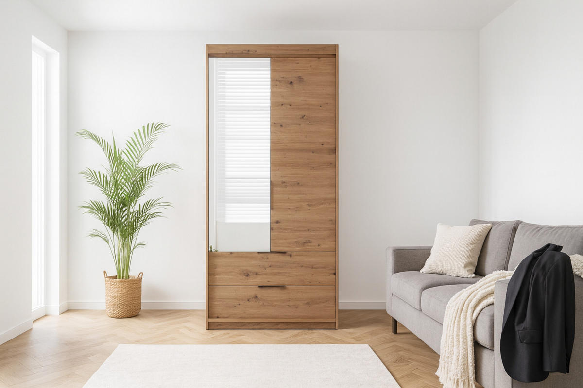 DREHTÜRENSCHRANK MAROKO 103/213/60 cm in Artisan Eiche - Eiche Artisan, Holzwerkstoff (103/60/213cm) - Deine Möbel 24