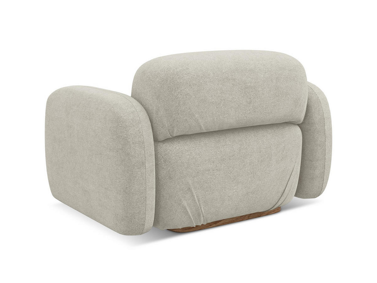 SESSEL Bouclé Stoff Beige - Beige/Hellgrau, Holz/Textil (110/73/95cm) - Makamii