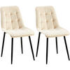 STUHL 2er Set Samt Creme - Creme/Schwarz, Textil/Metall (47/89/61cm) - CLP