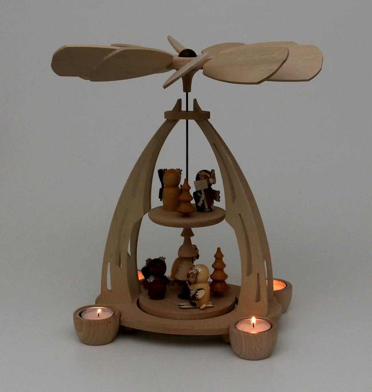 PYRAMIDE Eulenwald 20/24/35 cm - Multicolor, Holz (0.1/35/0.1cm) - Dekoteam24