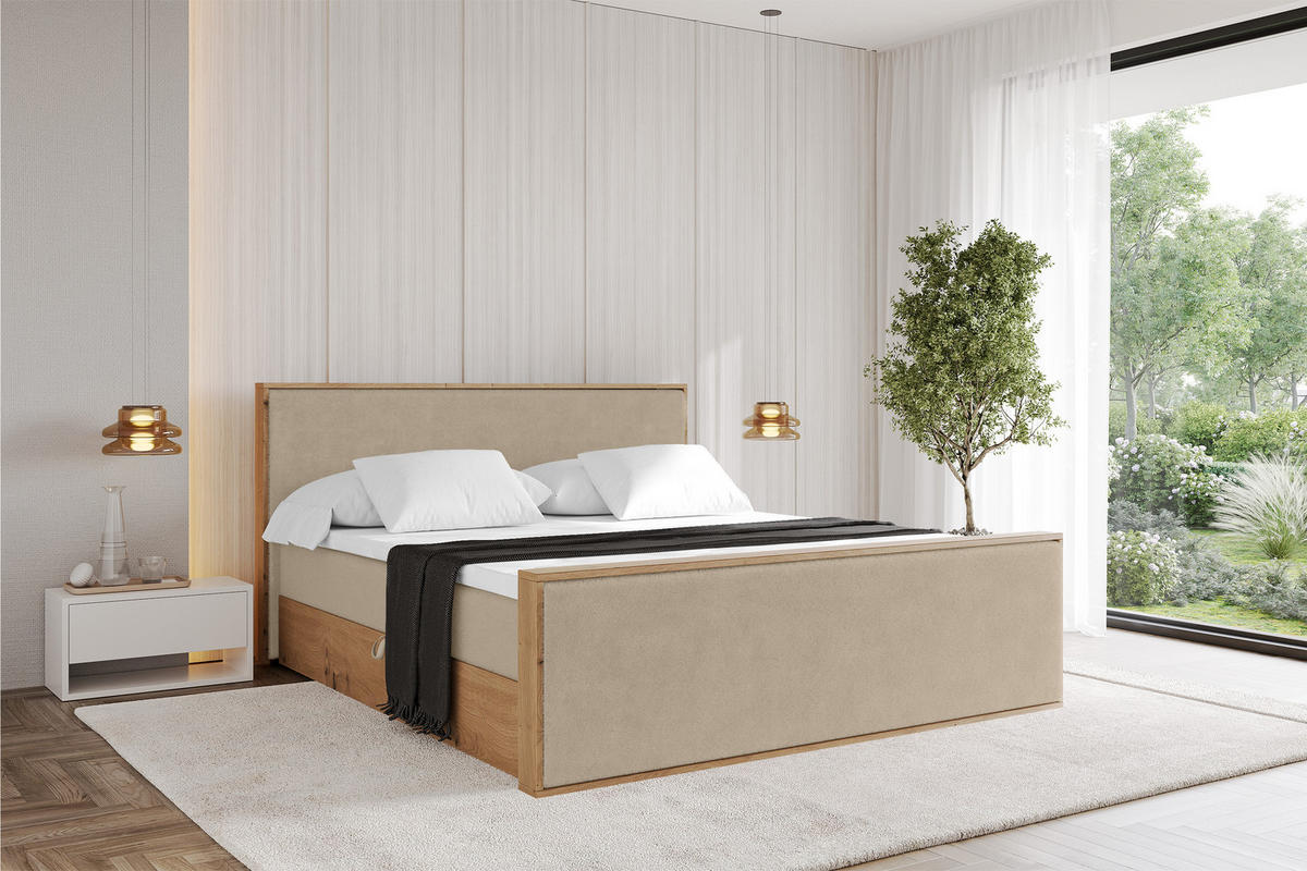 BOXBETT LOLLI9 -Z 180x200 - H3 Creme - Champagner, Holzwerkstoff (180/200cm) - ALTDECOR